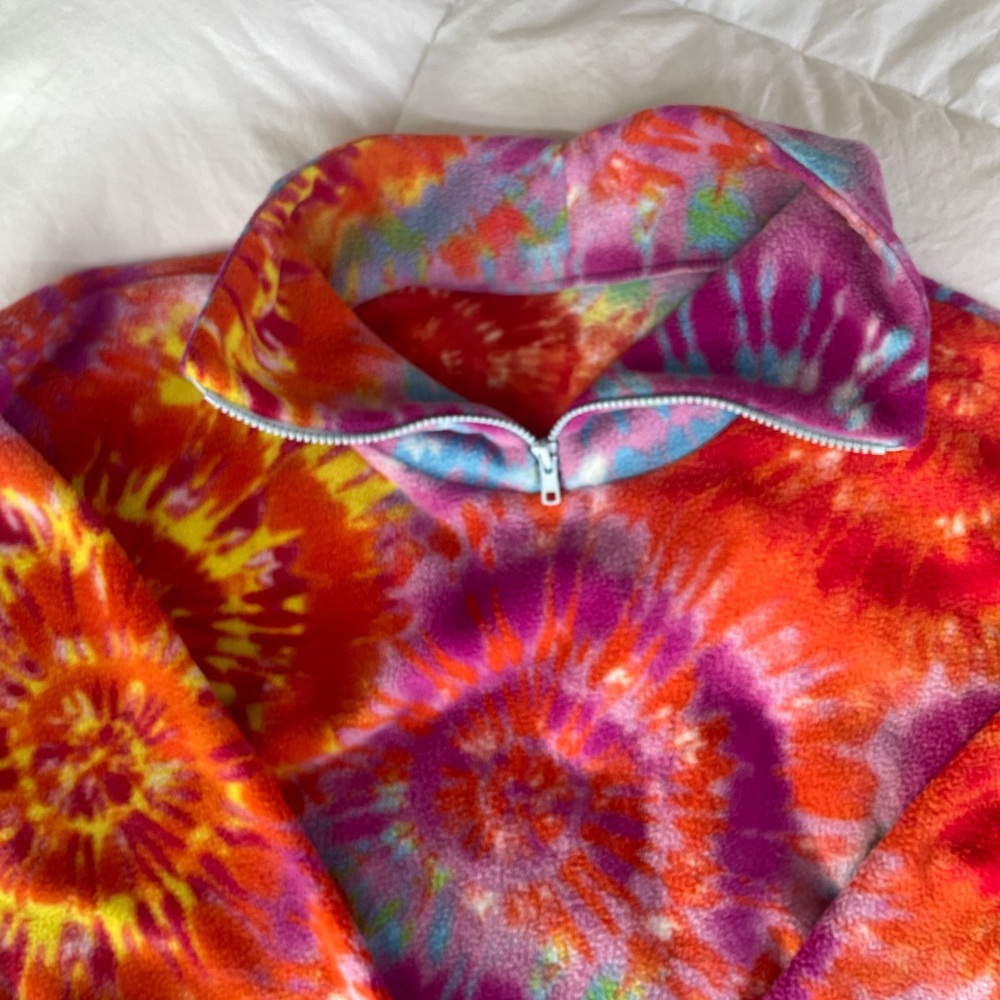 Hand Crafted Women's Tie-Dye Zip Fleece Sweater - - Picture 3 of 5